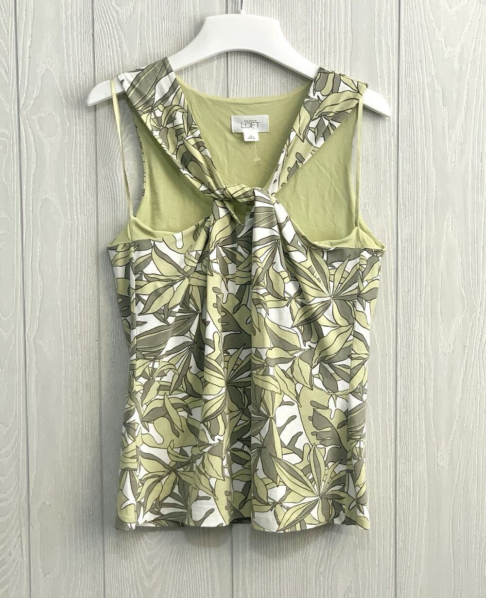 LOFT Green Twist Front Tank Sleeveless Top Large NWT